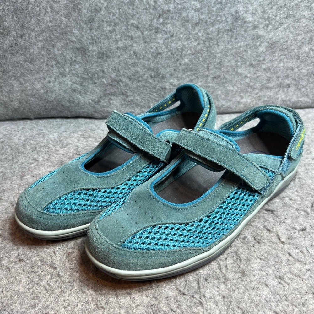 Orthofeet Coral Women Blue Suede Mesh Mary Jane Comfort Walking Shoes 8 Wide